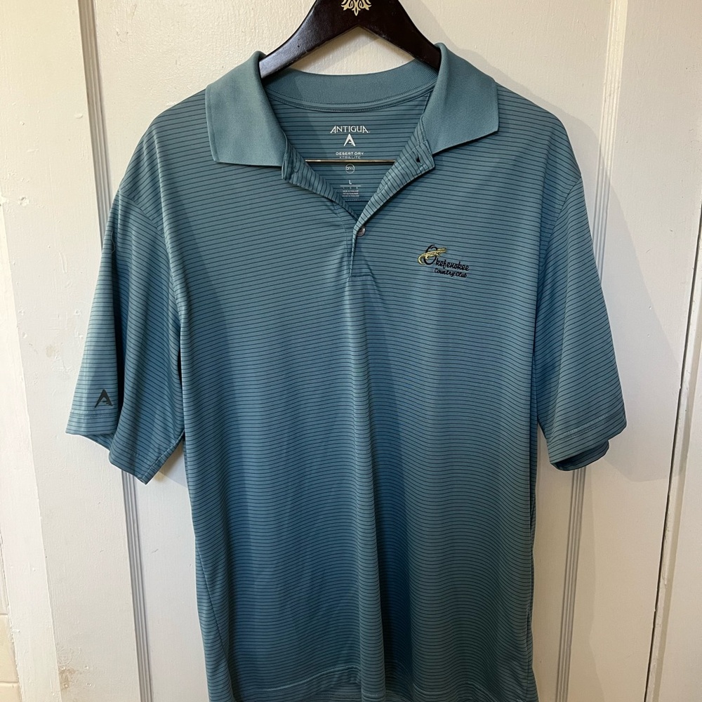 Antigua Desert Dry Okefenokee Country Club Golf Polo Blue Stripe Men's Large